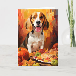 Cartão Ação de Graças de Beagle Autumn