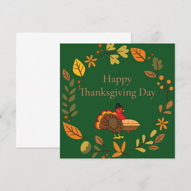 Cartão Ação de Graças de Pumpkin Pie Pumpkin na Turquia | (Frente/Verso)