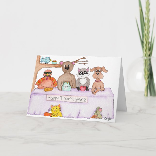 Cartão Ação de Graças. Onde está a Turquia? (Frente)