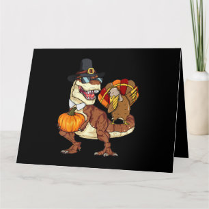 Cartão Ação de Graças TRex Dinossaur Dabbing Turkey Pumpk