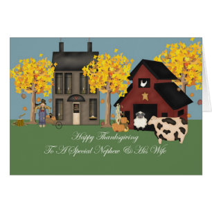 Cartão Acção de graças primitiva do sobrinho & da esposa