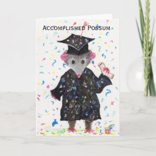 Cartão Accomplished Possum Graduation Card, Opossum Art