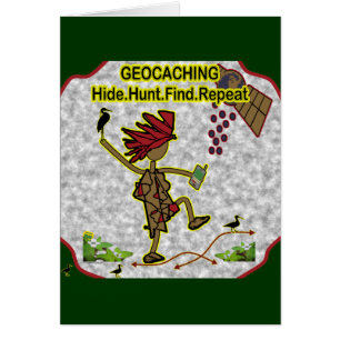 Cartão Achado da caça do couro cru de Geocachnig