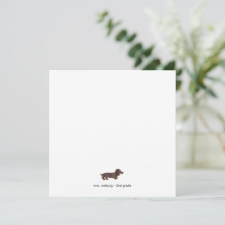 Cartão achatado de aquarela de Dachshund de pelo c