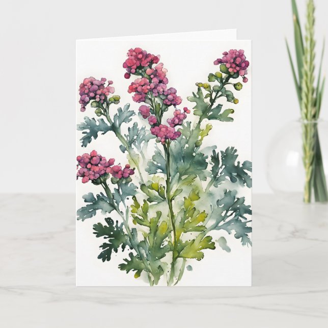 Cartão Achillea - Flores aquarela (Frente)