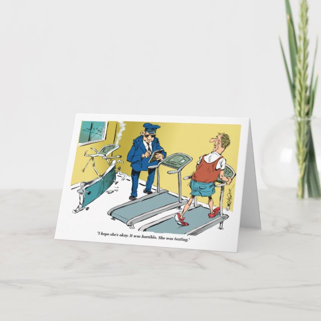 Cartão Acidente da escada rolante dos desenhos animados (Frente)