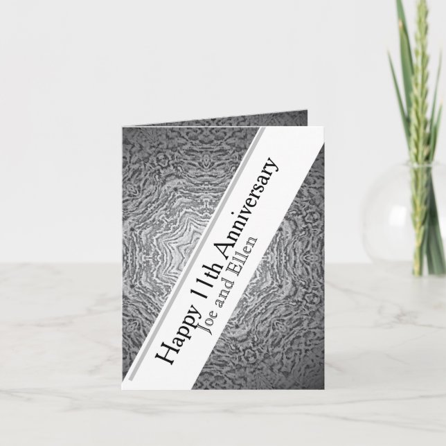 Cartão Aço editável por 11 Aniversário (Frente)