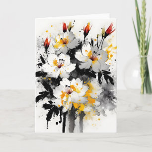 Cartão Ações - Flores de aquarela