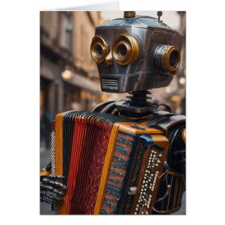 Cartão acordeão tocando astronauta