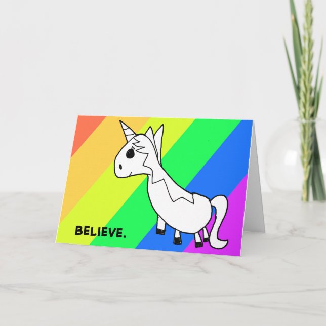 Cartão Acredite! Rainbow Unicorn Notecard (Frente)
