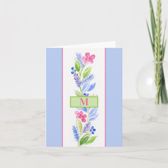 Cartão Acrilica Floral Pastéis NOME INICIAL (Frente)