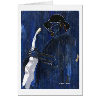 Cartão Acrílico de pintura do guitarrista azul dos azuis
