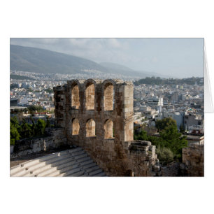 Cartão Acrópole Ruínas antigas com vista para Atenas