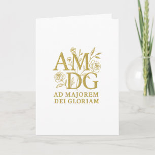Cartão Ad Majorem Dei Gloriam Dourado Monograma Floral