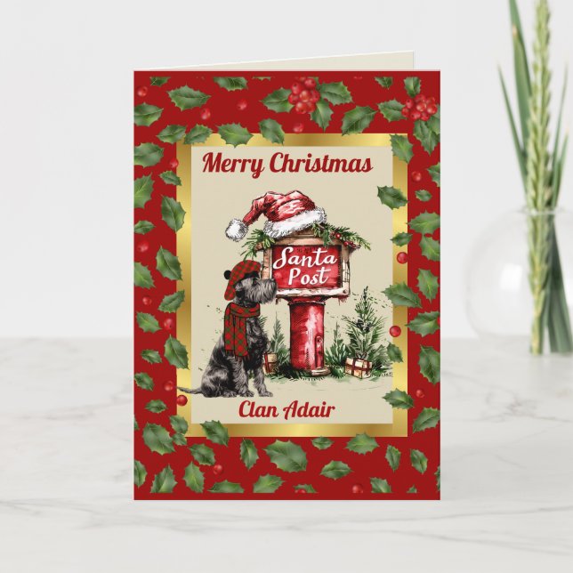 Cartão Adair Scottie Dog & Crest Personalizado Xmas (Frente)