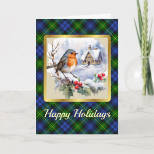 Cartão Adam Crest & Tartan c/Robin Personalizado Xmas