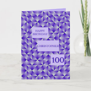Cartão Add a name 100th Birthday with Purple Shapes
