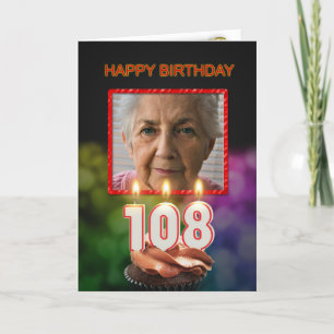 Cartão Add a picture, 108th Birthday card with Candles