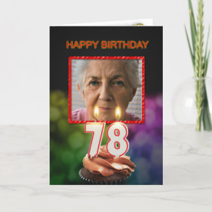 Cartão Add a picture, 78th Birthday card with Candles