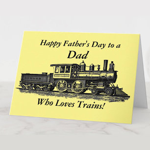 Cartão Add Name, Change Text, Train Railroad Father's Day