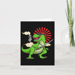 Cartão Adesivo de arte estilo japonês engraçado do T-rex