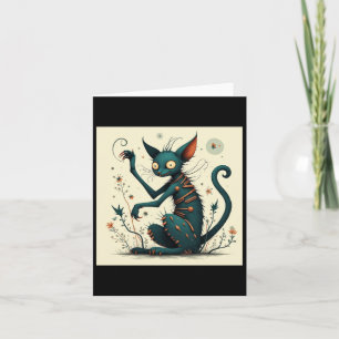 Cartão Adesivo de Gato Azul Teal Ly
