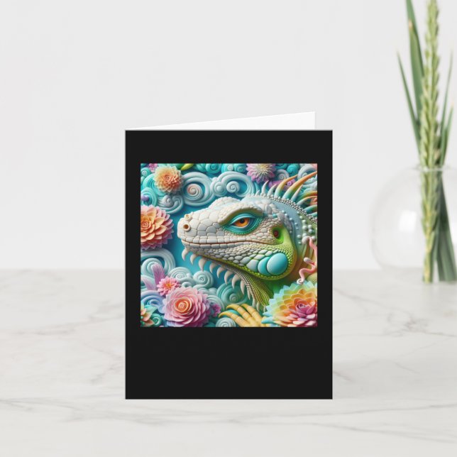 Cartão Adesivo de Iguana 3d (Frente)