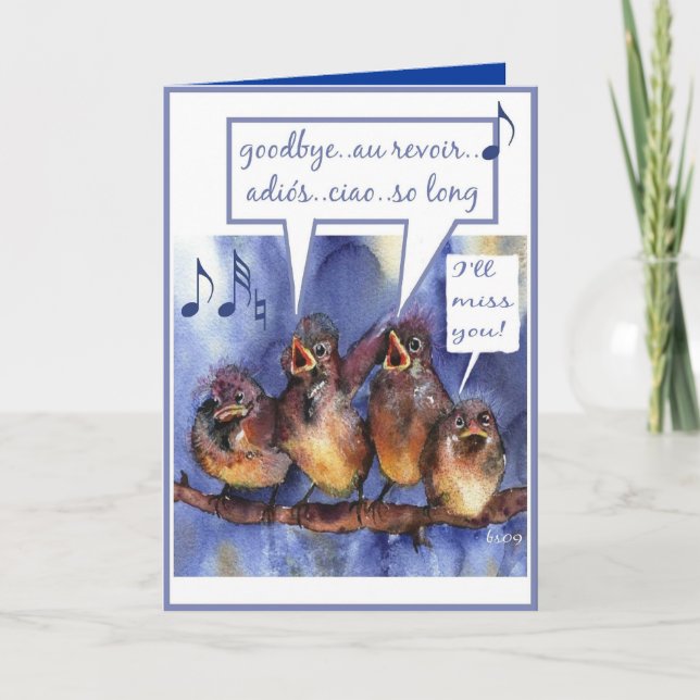 Cartão adeus, au revoir, adios, ciao, boa viagem (Frente)