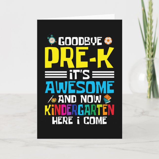 Cartão Adeus Pré-K agora jardim de infância (Frente)