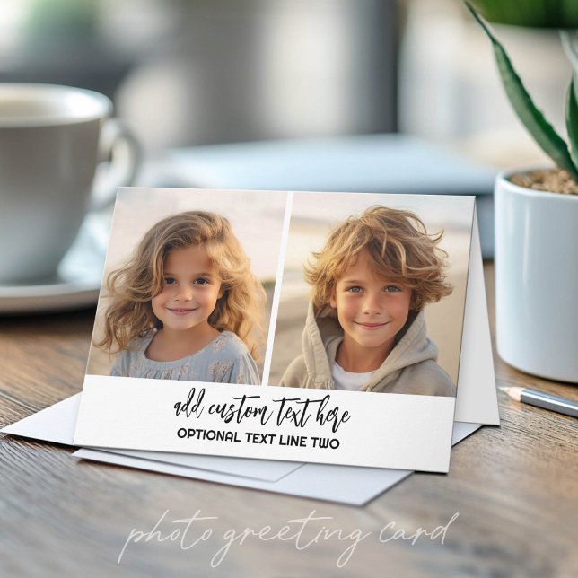 Cartão Adicionar 2 Fotos - Colagem Simples (Custom Photo Folded Greeting Card)