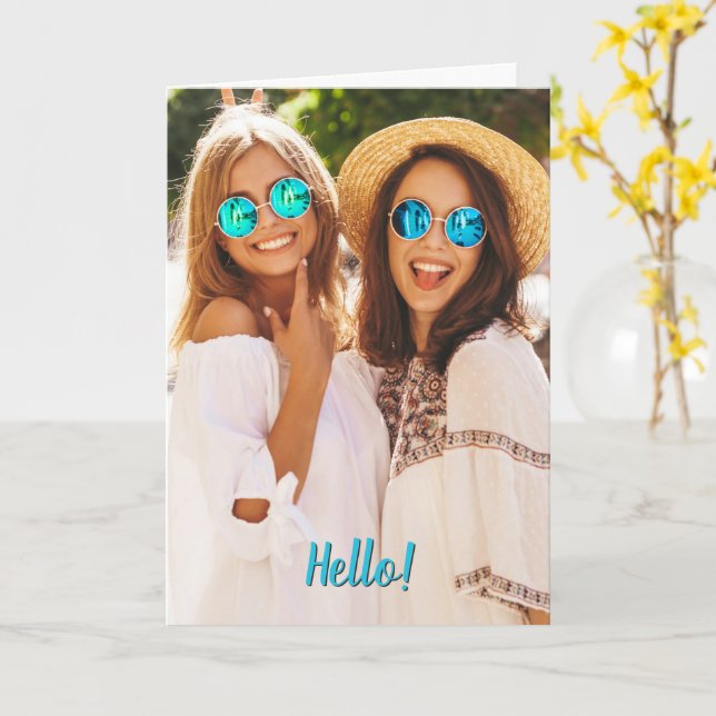 Cartão Adicionar a sua saudação personalizada de fotograf (Flor Amarela)