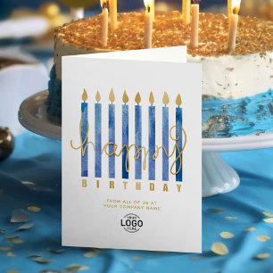 Cartão Adicionar Marinho de logotipo Velas Azuis Felizes