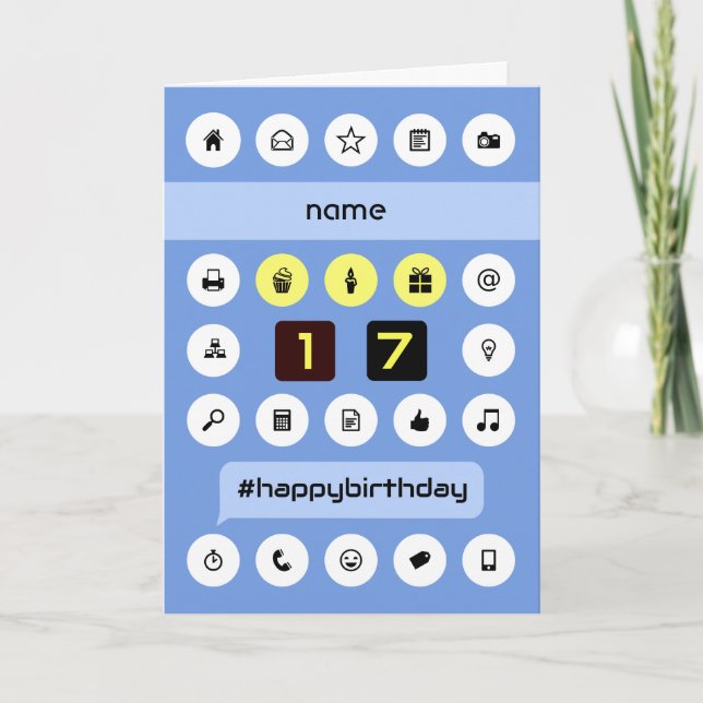 Cartão Adicionar nome à computação personalizada de 17 an (Frente)