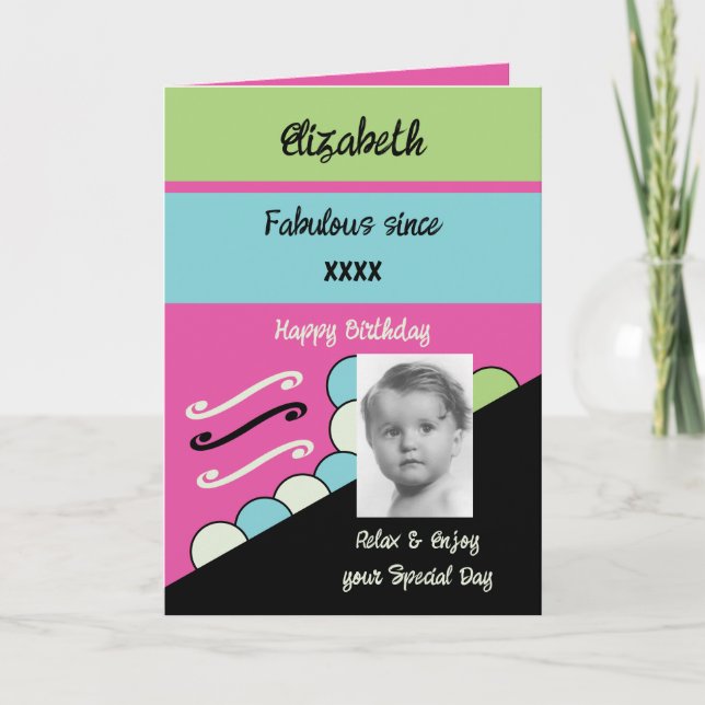 Cartão Adicionar nome de ano de foto: marco de aniversári (Frente)