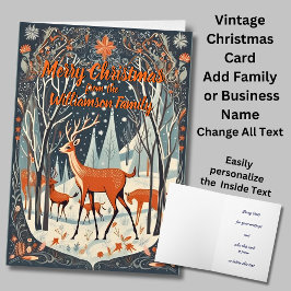 Cartão Adicionar Nome Texto Feliz Vintage de Natal