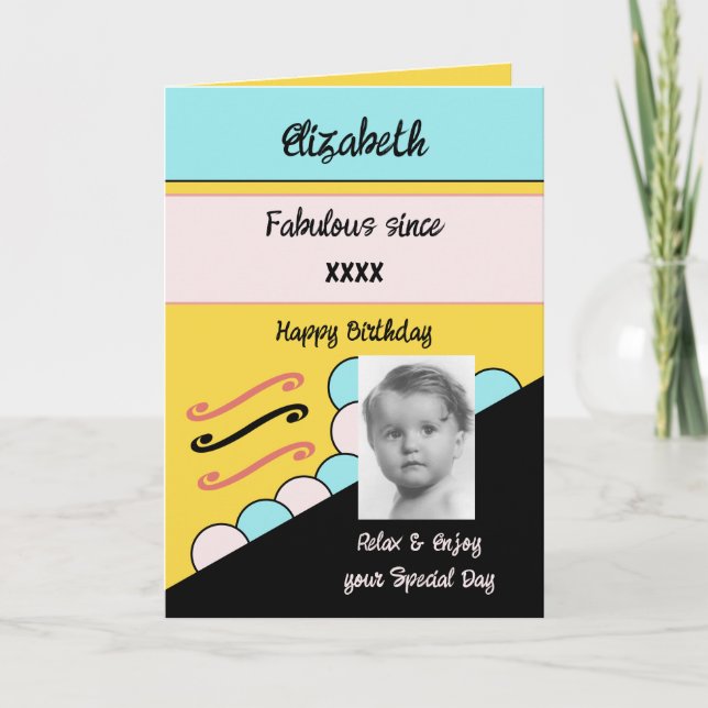 Cartão Adicionar o nome do ano de fotografia marco de ani (Frente)