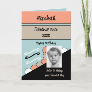 Cartão Adicionar o nome do ano de fotografia marco verde 