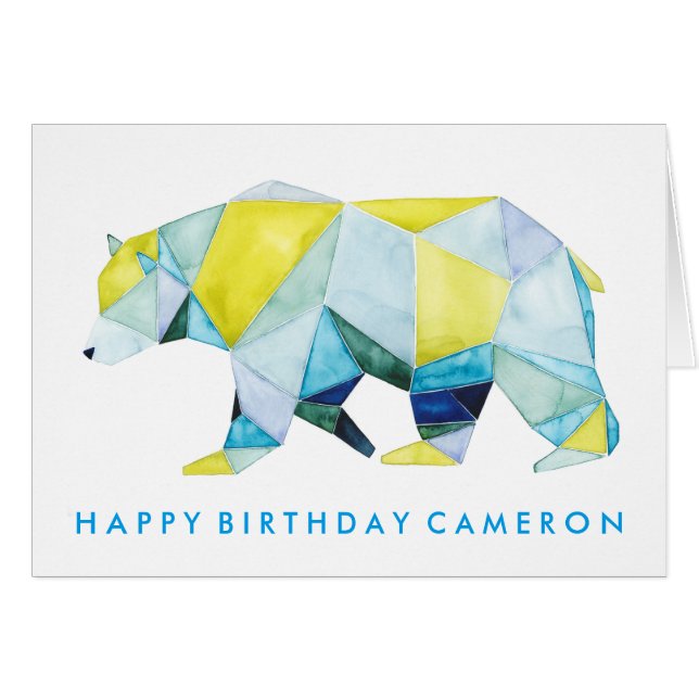 Cartão Adicionar seu texto | Urso Geométrico (Frente Horizontal)