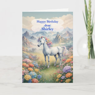 Cartão Adicionar um Nome Birthday Unicorn