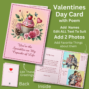 Cartão Adicione 2 fotos, aspersores nos Namorados do Cupc