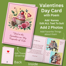 Adicione 2 Fotos, Purpurina No Cupcake Valentines