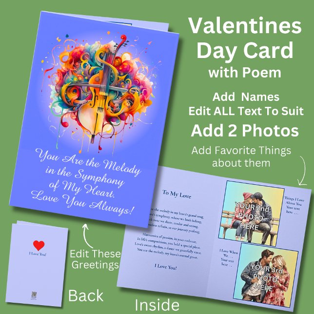 Cartão Adicione 2 fotos, você é a melodia em meus Namorad (Criador carregado)