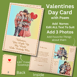 Cartão Adicione 3 Fotos, Você Ilumina Meu Mundo, Dia dos 