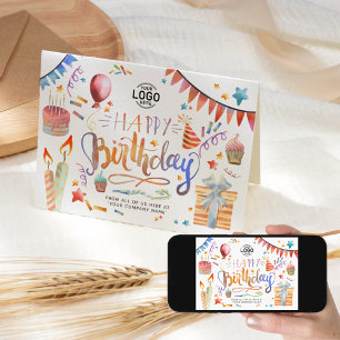 Cartão Adicione diversão de logotipo Festa Colorida Anive