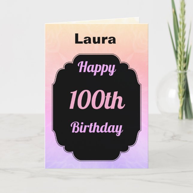 Cartão Adicione nome 100º Aniversário com cores modernas (Frente)