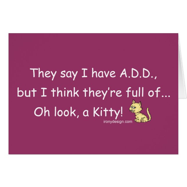 Cartão ADICIONE o cheio do gatinho (roxo) (Frente Horizontal)