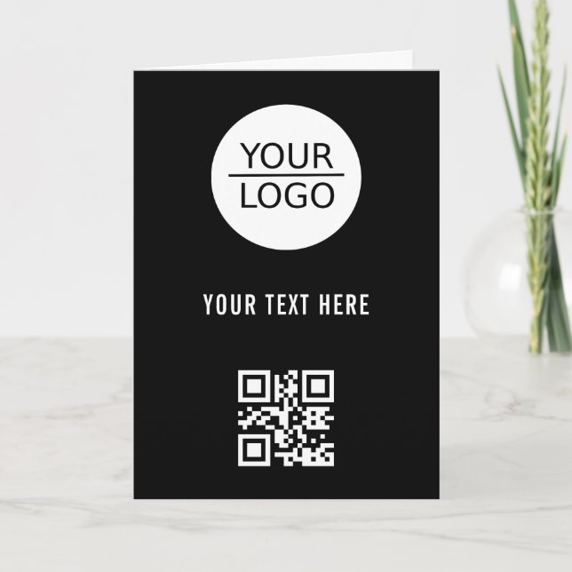 Cartão Adicione seu Código QR de Logo Texto Personalizado (Frente)
