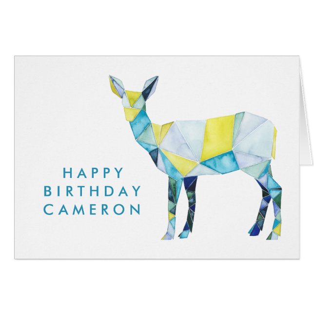 Cartão Adicione seu nome | Animais De Criação Geométrica (Frente Horizontal)