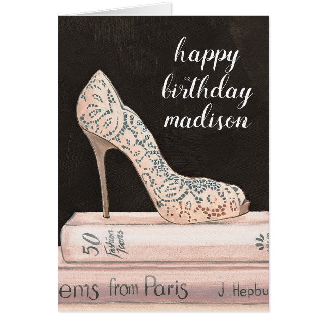 Cartão Adicione seu salto alto elegante selvagem do texto (Frente)