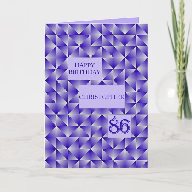 Cartão Adicione um 86th aniversário conhecido com formas (Frente)